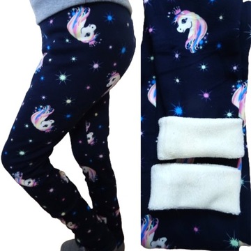 Legginsy ocieplane dziewczęce THERMO polar futerkiem GETRY spodnie 122-128