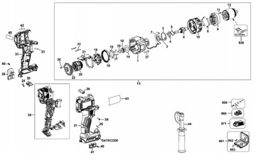 DEWALT Отвертка МОТОР + ПЕРЕКЛЮЧАТЕЛЬ DCD991 DCD996 N481825
