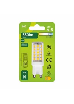 ŻARÓWKA LED G9 230V 4,8W = 45W ZIMNA 6500K