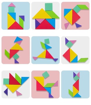 ТАНГРАМ ДЕРЕВЯННАЯ ПАЗЛ МАГНИТНЫЕ БЛОКИ