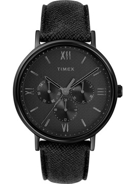 Zegarek męski czarny TIMEX multidata modny od garnituru bransoleta i pasek