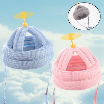 Регулируемая детская защитная шапка без ударного шлема, маска стрекозы, серая