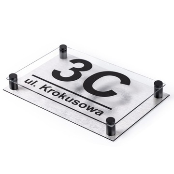 TABLICZKA Z NUMEREM DOMU | ADRESOWA | PLEKSA i ALUMINIUM + DYSTANSE i KOŁKI