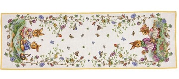 Bieżnik Bawełna Kwiaty Zające Wiosna Motyle 143 cm x 47 cm V&B