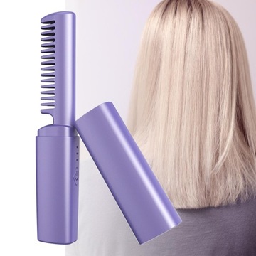 Беспроводная щетка-выпрямитель для волос, быстрый нагрев, защита от ожогов, горячая расческа, фиолетовый