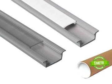 Profil LED Wpuszczany SLIM SZARY Z KLOSZEM Do TAŚMY LED MONO RGB 1 METR