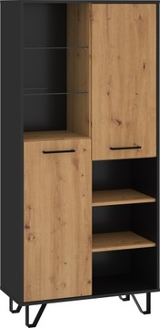 meble BIP 09 regał 2D czarny / dąb artisan