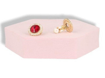 Золотые, круглые, красные зажимы для ушей