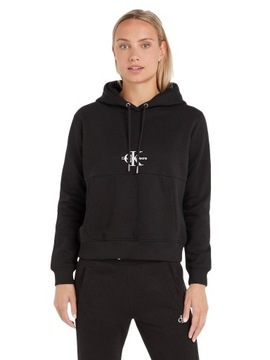 CALVIN KLEIN BLUZA DAMSKA MONOLOGO HOODIE BLACK XS