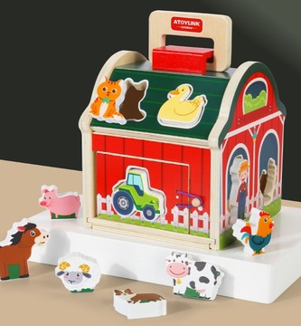 ДЕРЕВЯННЫЙ СОРТИРОВЩИК ФЕРМА ОБРАЗОВАТЕЛЬНЫЙ КУБИК ЖИВОТНЫЕ