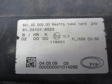 ГАЛОГЕННАЯ ПРОТИВОТУМАННАЯ ФАРА MAN TGX 81251016521