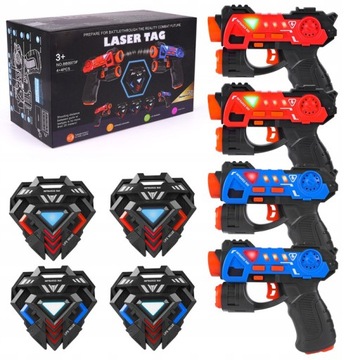 ПЕЙНТБОЛ ЛАЗЕРТАГ ЛАЗЕРНЫЙ ПИСТОЛЕТ 4 РЕЖИМА НАБОР × 4 ПОДАРКА + 4 МИШЕНИ