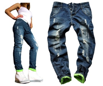 SPODNIE BOYFRIEND BAGGY PRZETARCIA