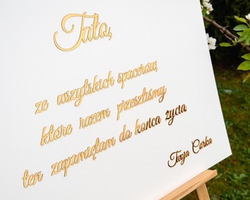 Tablica Tato... wesele ślub dekoracja prostokąt biały TABŚ-10Z