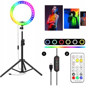RGB СВЕТОДИОДНАЯ КОЛЬЦЕВАЯ ЛАМПА 30 СМ С ФУНКЦИЕЙ ИЗМЕНЕНИЯ ТЕМПЕРАТУРЫ СВЕТА ШТАТИВ