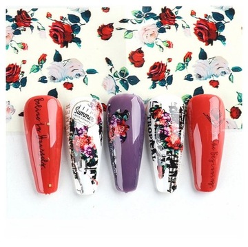 10x ФОЛЬГА ДЛЯ НОГТЕЙ 10смx4см НАБОР «ЦВЕТЫ РОЗЫ»