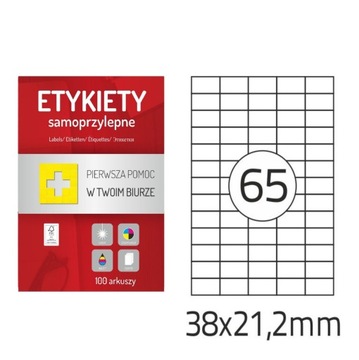 Etykiety samoprzylepne A4 100 arkuszy 38 x 21,2