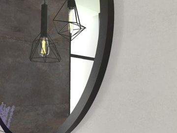 Круглое настенное зеркало в стиле лофт в черной раме 80см