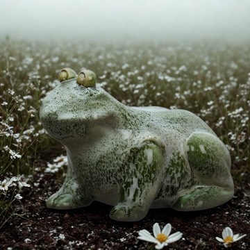 Urocza Porcelanowa Figurka ogrodowa ŻABA - Idealna do Ogrodu lub Wnętrza