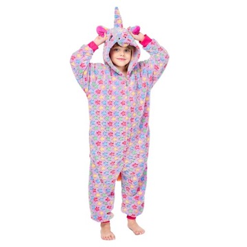 JEDNOROŻEC Piżama Dzieci Kigurumi Gwiazdki 164