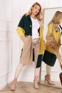 ALPAKA DAMSKA PŁASZCZ KURTKA SWETER CIEPŁA DŁUGA KAPTUR SUWAK WYGODNA 1972