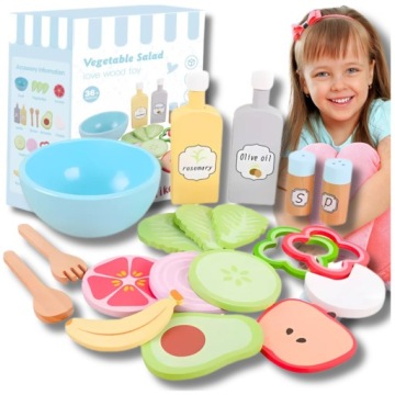 Dřevěná sada zeleniny salátů Montessori kuchyňské hračky na hraní