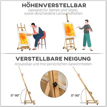 Мольберт складной на колесах для студии живописи.