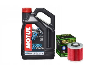 Olej Motul 3000 20W50 4L + Filtr Oleju Hiflo HF145 4T Virago Xv Tdm