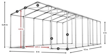 Namiot Warsztatowy 8x12m [4m] Mocny DAS 560 W