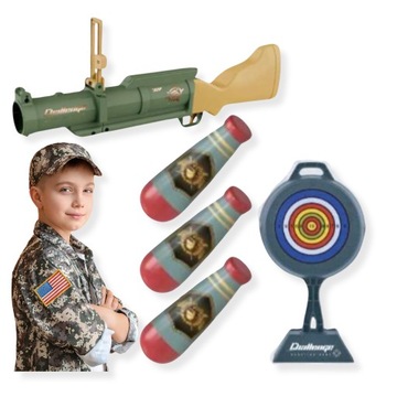 PISTOLET dla Dzieci TARCZA POCISKI GRANATY Strzelanie do Celu Wojsko Zabawa