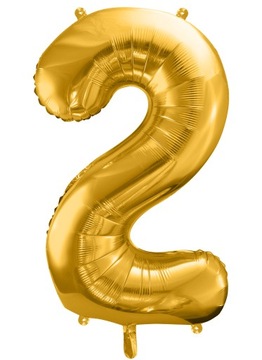 Duży Balon Foliowy Złoty Cyfra 2 na Urodziny 86cm