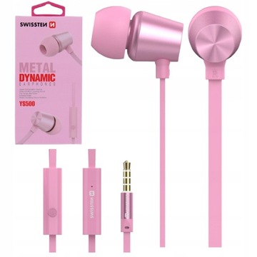 SŁUCHAWKI SWISSTEN METAL DYNAMIC YS500 RÓŻOWE