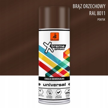 Emalia uniwersalna w aerozolu BRĄZ ORZECH RAL 8011