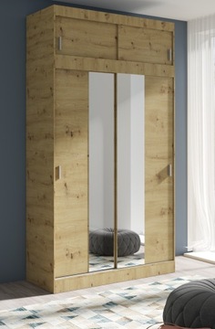 Szafa z Nadstawką 140cm Dąb Artisan / Lustro KUBA