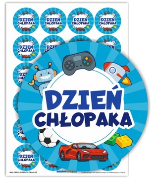Naklejki na prezenty upominki DZIEŃ CHŁOPAKA (40mm, 24 szt.)