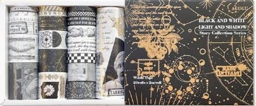 WASHI TAPE 20 SZT VINTAGE JOURNALING RETRO KOSMOS PLANETY SCRAPBOOKING