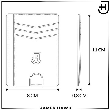 James Hawk Zip Wallet skórzany portfel Cienki 0,3 cm + GRATIS kosmetyczka
