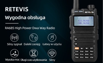 Двухдиапазонная любительская радиостанция Retevis RA685, портативная перезаряжаемая рация