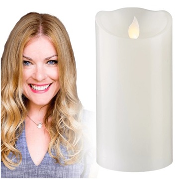 WOSKOWA świeca LED ruchomy płomień BIAŁA wewnętrzna na baterie TIMER IP20