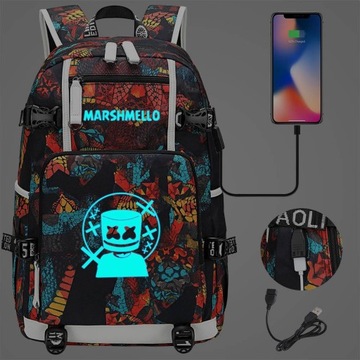 ШКОЛЬНЫЙ РЮКЗАК DJ MARSHMELLO USB A4 БОЛЬШОЙ ДИЗАЙН, высокое качество