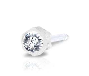 KOLCZYK PRZEKŁUCIOWY BLOMDAHL BEZEL CRYSTAL 4mm Plastik Medyczny