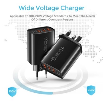 Szybka ładowarka 60 W typu C, wiele 4 portów, ładowarka USB do telefonu komórkowego QC 3.0