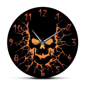 Skull with Crack Hole Horror Wall Clock Silent Non