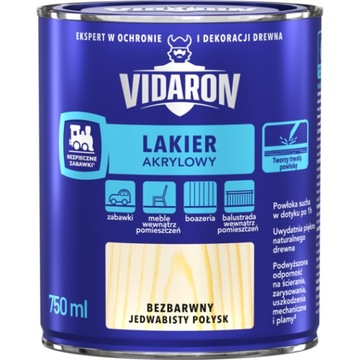 VIDARON Lakier AKRYLOWY do drewna 0,75L BEZBARWNY