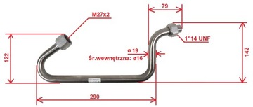 RURA HYDRAULICZNA GIĘTA NIERDZEWNA M27x2 - 1''-14 LCT245975