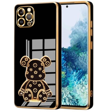 ETUI GLAMOUR 6D DO IPHONE 12 PRO MIŚ UCHWYT PODSTAWKA BEAR SILIKON + SZKŁO
