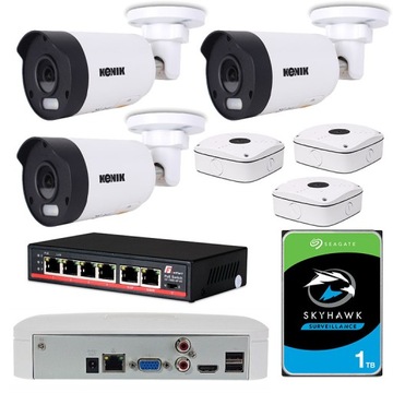 Zestaw 3 kamer monitoringu PoE 4MPx NVR DAHUA SMD