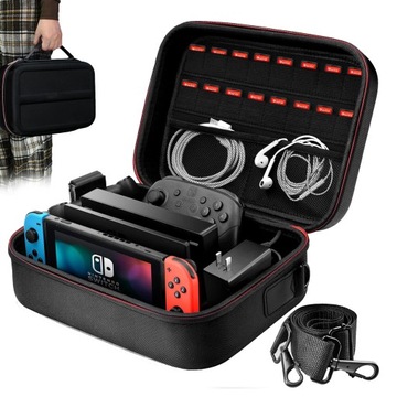 ETUI KUFEREK WALIZKA TORBA DO NINTENDO SWITCH OLED z paskiem na ramię