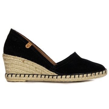 Verbenas Espadryle damskie na koturnie Mamen Serraje Negro 060-0580001 r.39