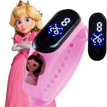 ELEKTRONICZNY ZEGAREK LED SUPER MARIO BROS KSIĘŻNICZKA PEACH EDUKACYJNY